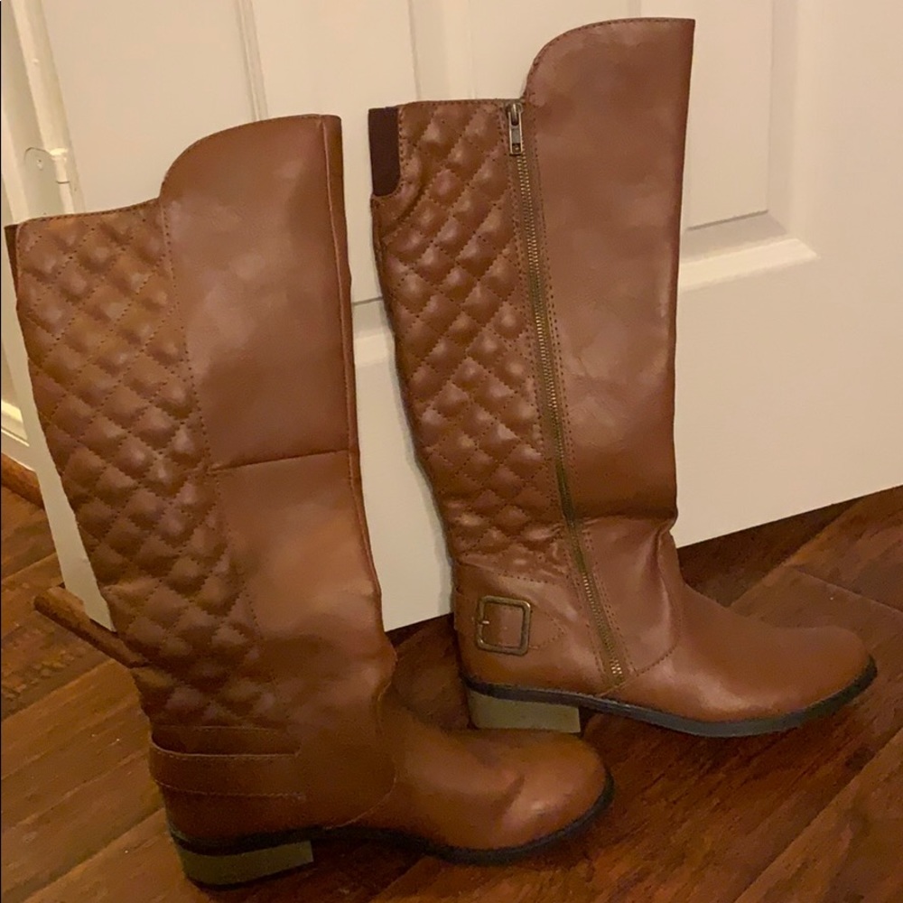 Brown thigh high boots